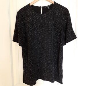 Eileen Fisher The Future Is Female Tencel Printed Short Sleeve Top Black Size 14